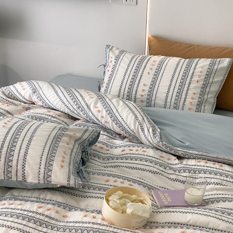 Bedding Set Cotton Percale Breathable Embroidered Dots