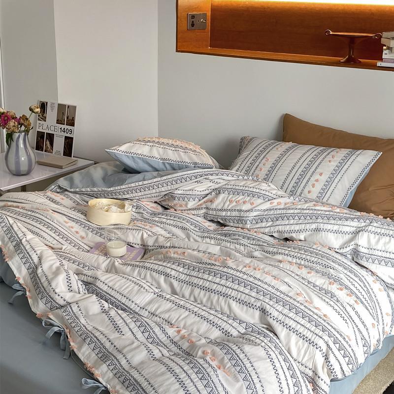 Bedding Set Cotton Percale Breathable Embroidered Dots