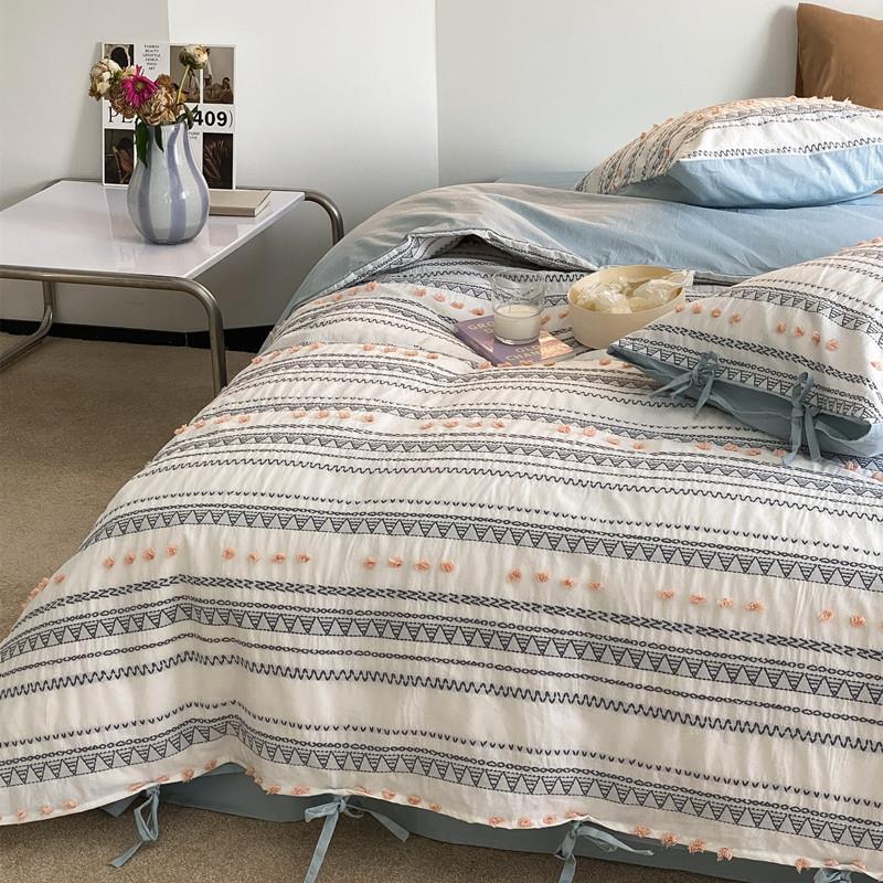 Bedding Set Cotton Percale Breathable Embroidered Dots