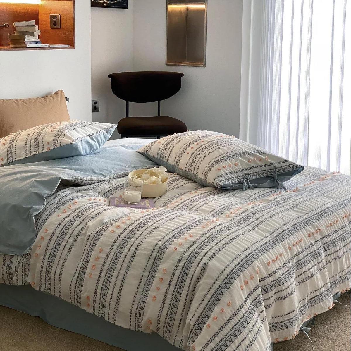 Bedding Set Cotton Percale Breathable Embroidered Dots