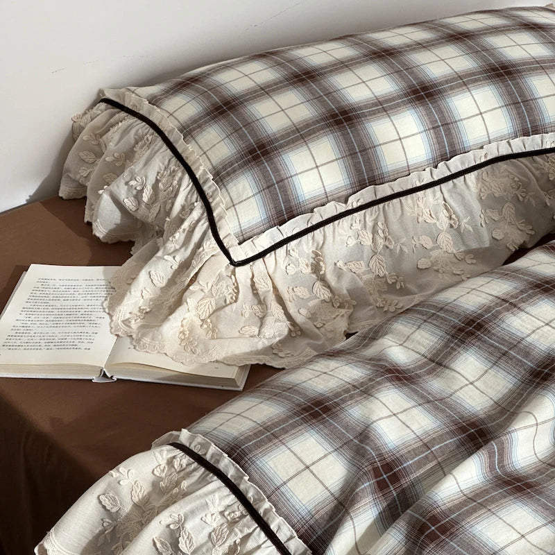 Bedding Set Cotton Percale Breathable Embroidered Ruffle
