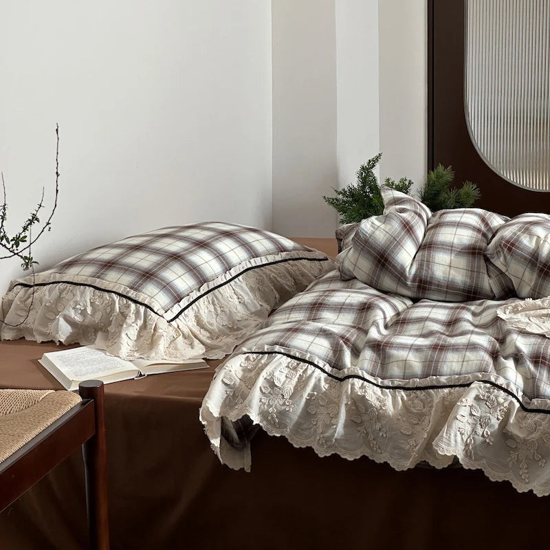 Bedding Set Cotton Percale Breathable Embroidered Ruffle