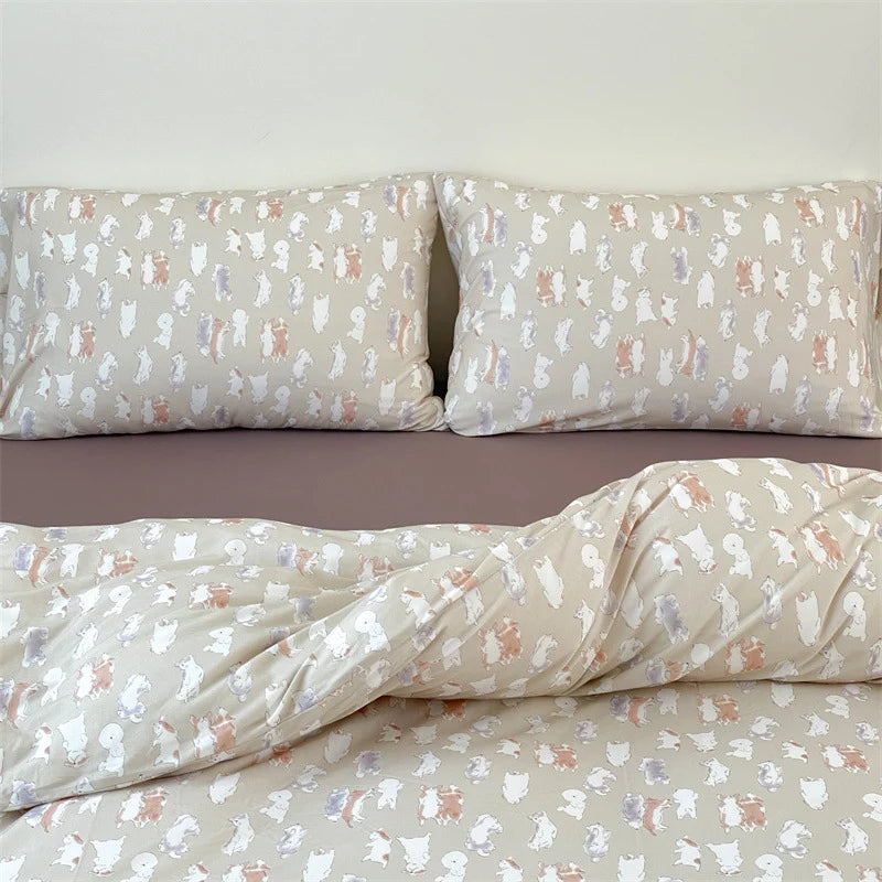 Bedding Set Cotton Percale Breathable Subtle Floral Print