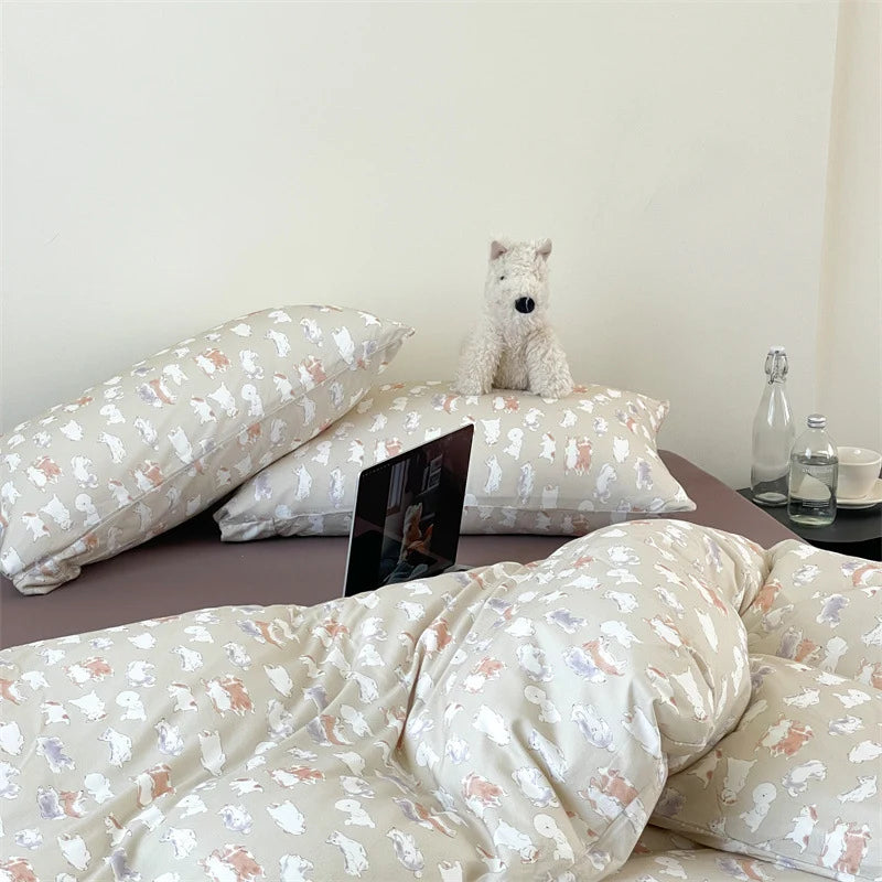 Bedding Set Cotton Percale Breathable Subtle Floral Print