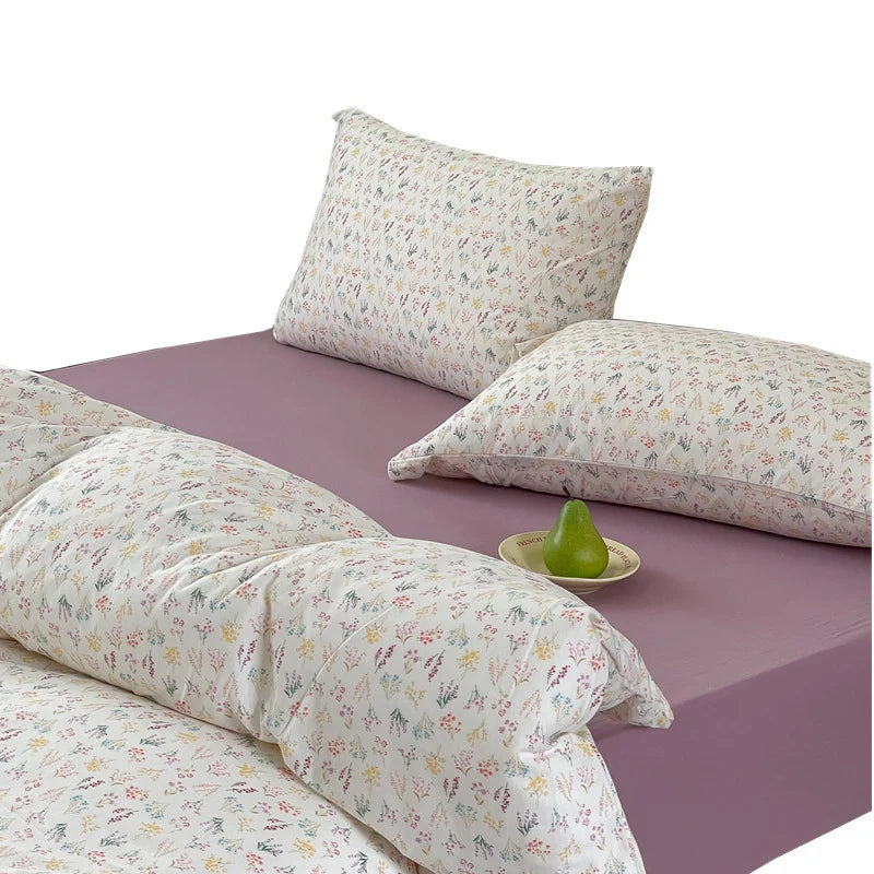Bedding Set Cotton Percale Breathable Subtle Floral Print
