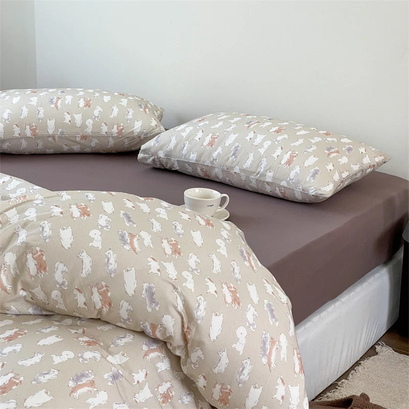 Bedding Set Cotton Percale Breathable Subtle Floral Print