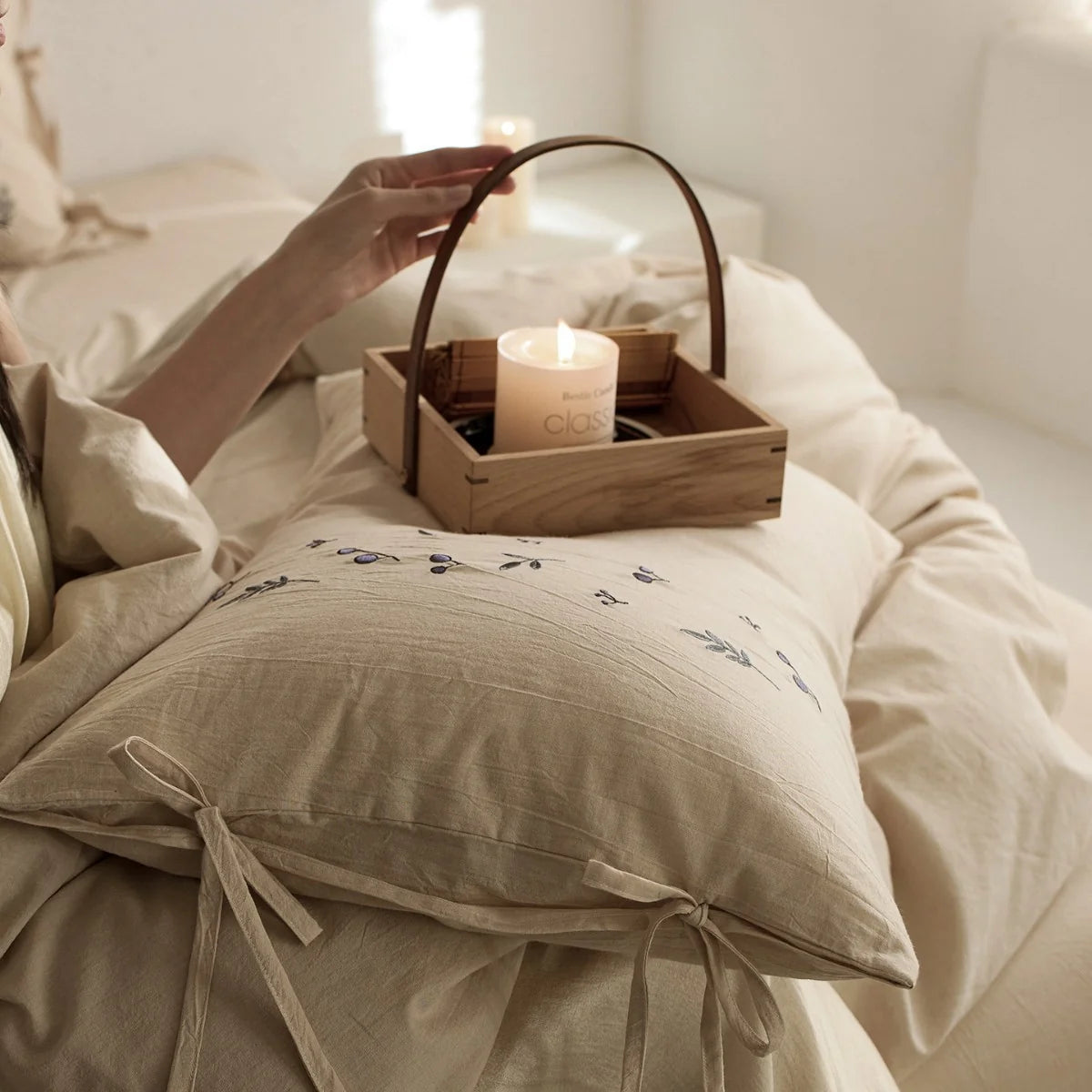 Bedding Set Cotton Percale Embroidered 4-Piece