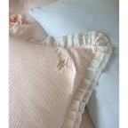 Bedding Set Cotton Percale Fine Stripe Ruffled Edges