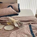 Bedding Set Cotton Percale Floral Print Gathered Frill