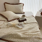 Bedding Set Cotton Percale Floral Print Gathered Frill