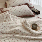 Bedding Set Cotton Percale Floral Print Gathered Frill