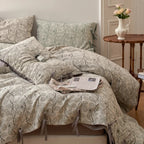 Bedding Set Cotton Percale Floral Woven Texture 4-Piece