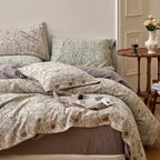 Bedding Set Cotton Percale Floral Woven Texture 4-Piece