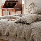 Bedding Set Cotton Percale Floral Woven Texture 4-Piece