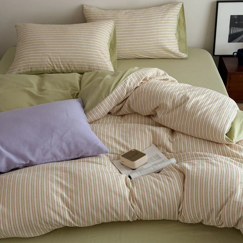 Bedding Set Cotton Percale Pinstripe Reversible