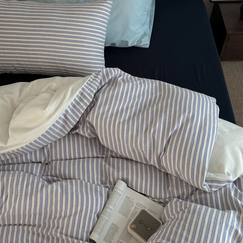Bedding Set Cotton Percale Pinstripe Reversible