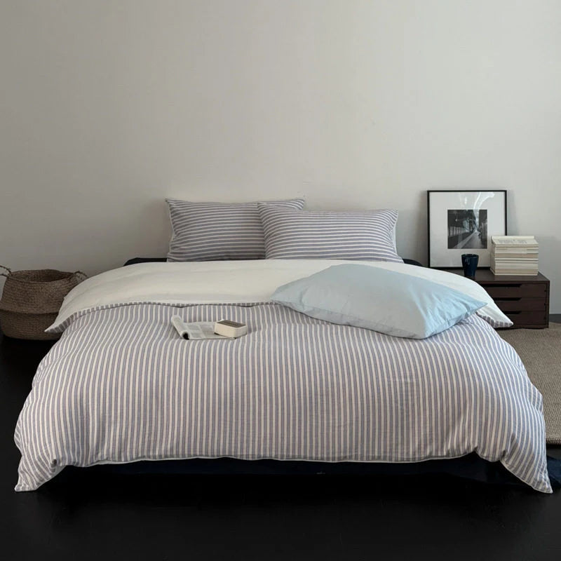 Bedding Set Cotton Percale Pinstripe Reversible