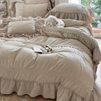 Bedding Set Cotton Percale Ruffled Flounce & Pompom