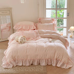 Bedding Set Cotton Percale Ruffled Flounce & Pompom