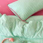 Bedding Set Cotton Percale Striped Contrasting Piping
