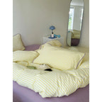 Bedding Set Cotton Percale Striped Contrasting Piping