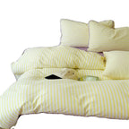 Bedding Set Cotton Percale Striped Contrasting Piping