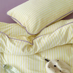 Bedding Set Cotton Percale Striped Contrasting Piping