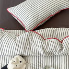 Bedding Set Cotton Percale Striped Contrasting Piping