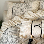 Bedding Set Cotton Percale Toile Print 4-Piece