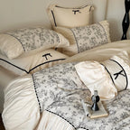 Bedding Set Cotton Percale Toile Print 4-Piece