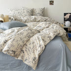 Bedding Set Cotton Satin Botanical Sketch 4 Piece
