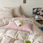 Bedding Set Cotton Satin Botanical Sketch 4 Piece