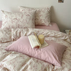 Bedding Set Cotton Satin Botanical Sketch 4 Piece