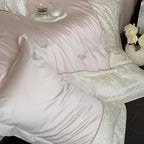 Bedding Set Cotton Satin Breathable Butterfly Embroidery