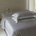 Bedding Set Cotton Satin Breathable Linen Trim