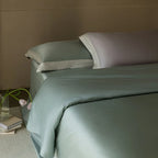 Bedding Set Cotton Satin Breathable Linen Trim