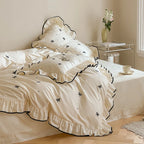Bedding Set Cotton Satin Breathable Ruffle & Bow
