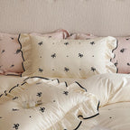 Bedding Set Cotton Satin Breathable Ruffle & Bow