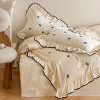 Bedding Set Cotton Satin Breathable Ruffle & Bow