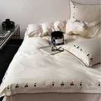 Bedding Set Cotton Satin Cherry Embroidery 4-Piece