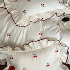 Bedding Set Cotton Satin Cherry Embroidery 4-Piece