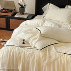 Bedding Set Cotton Satin Chiffon Ruffles 4 Piece Set