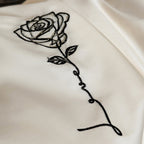 Bedding Set Cotton Satin Contrasting Border & Rose Embroidery