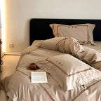 Bedding Set Cotton Satin Embroidered Border