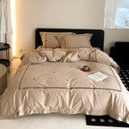 Bedding Set Cotton Satin Embroidered Border