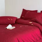 Bedding Set Cotton Satin Embroidered Koi Motifs