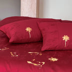 Bedding Set Cotton Satin Embroidered Koi Motifs