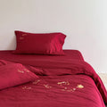 Bedding Set Cotton Satin Embroidered Koi Motifs