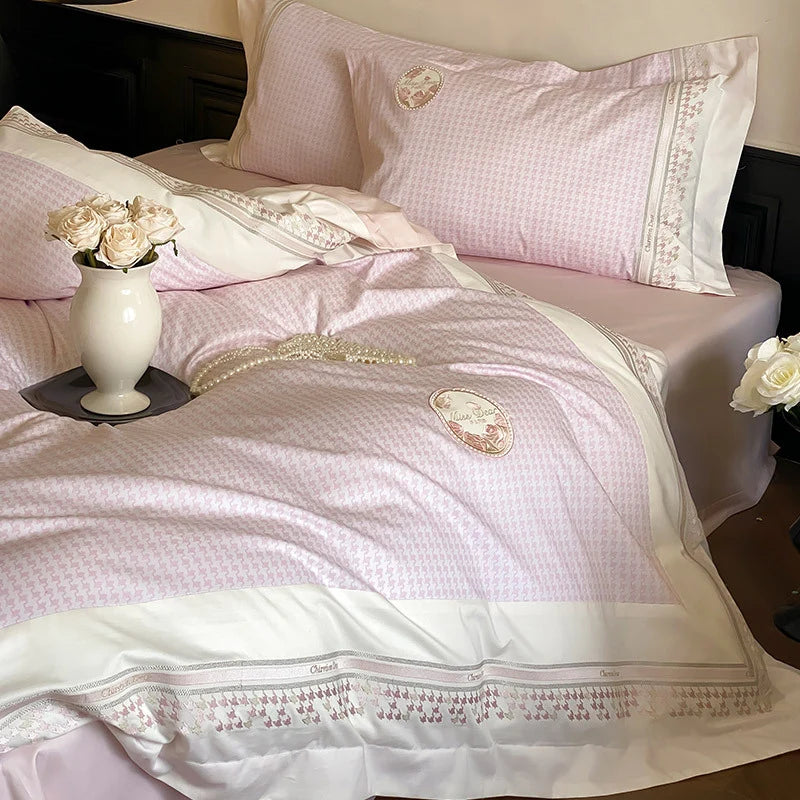 Bedding Set Cotton Satin Embroidered Medallion