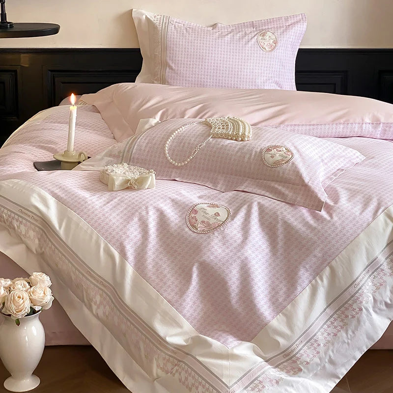 Bedding Set Cotton Satin Embroidered Medallion